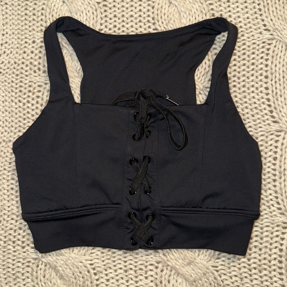 BuffBunny Collection Black Lace-Up Women's Bralette bra